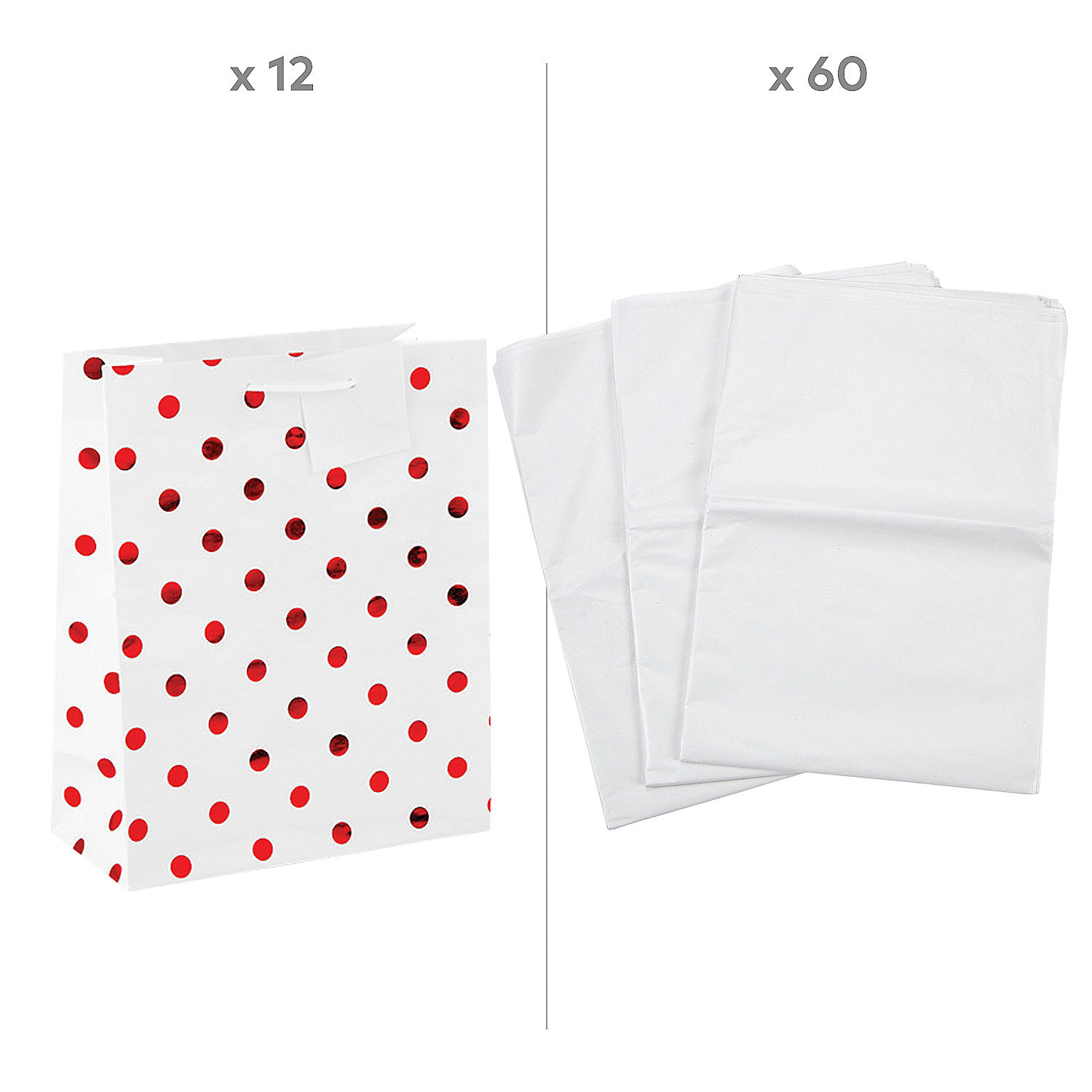 Metallic Gift Bags & Tissue Paper Kit 72 Pieces
