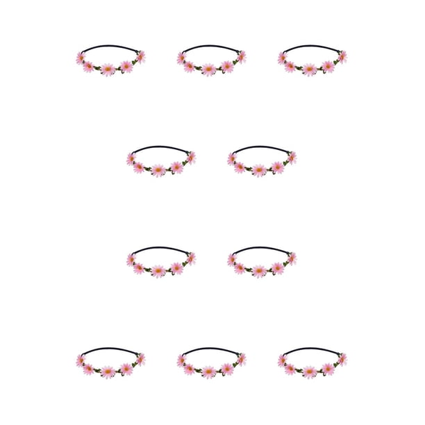 Jumpingount Diadema de flores 70s trajes para mujer disfraz Hippie elástico 5 pétalos bohemio guirnalda regalos Halloween boda suministros rosa rosado 10piezas Jumpingount CBP351412
