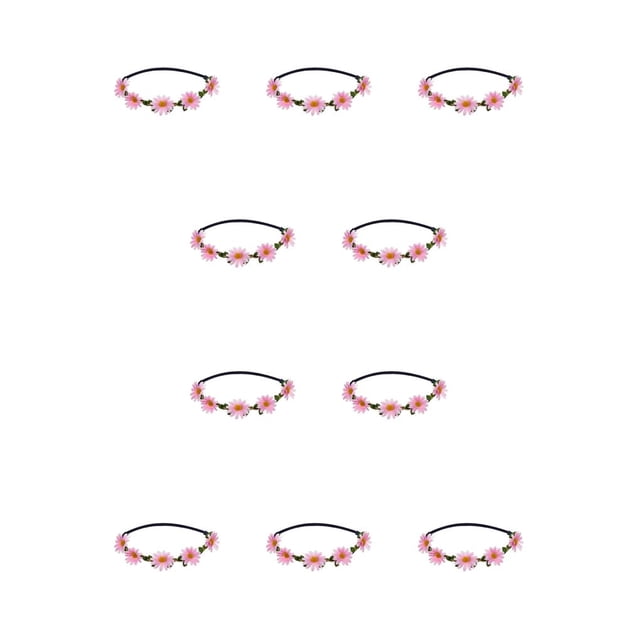 Sonducket Diadema de flores 70s trajes para mujer disfraz Hippie elástico 5 pétalos bohemio guirnalda regalos Halloween boda suministros rosa rosado 10piezas