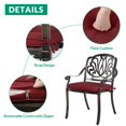 thumbnail image 3 of VIVIJASON 3-Piece Patio Bistro Sets, All-Weather Cast Aluminum Bistro Table Set Outdoor Patio Furniture, Include 2 Cushioned Chairs and 35.2" Round Table, 2" Umbrella Hole, Red Cushion, 3 of 7