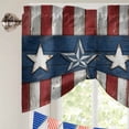 thumbnail image 5 of Independence Day Tie Up Valances Curtain, Adjustable Kitchen Metal Retro Five-Pointed Stars Wood Grain Valances for Windows Decor, Rod Pocket Short Curtains Set for Bedroom/Bathroom, 54"x18", 5 of 9