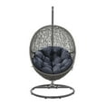 thumbnail image 5 of Swing Lounge Chair, Blue Navy Natural, Rattan, Wicker, Outdoor Patio Balcony Cafe Bistro Garden Hospitality Restaurant, Modern Contemporary HB34633, 5 of 10