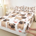 thumbnail image 3 of Homewish Cute Cartoon Dogs Bed Sheets,Kawaii Loves Pattern King Sheets,Pink White Brown Sheet Set For Boys Girls,Microfiber Bedroom Decor,4-Piece, 3 of 7