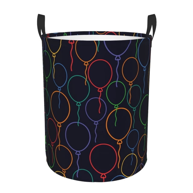 Balery Colorful Balloons Cesta de ropa redonda con asas, impermeable, independiente, para ropa, juguetes, dormitorio y familia-Small