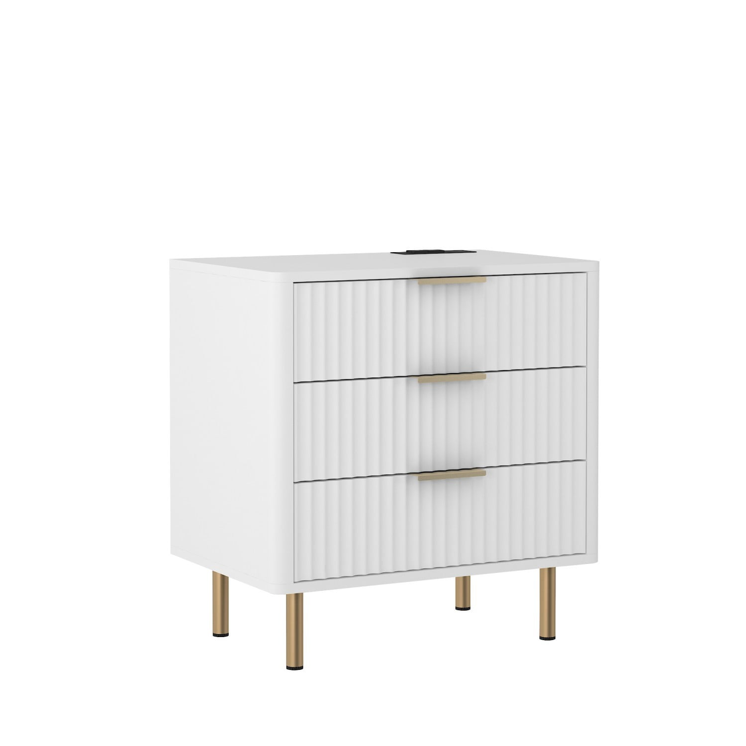 Smart Nightstand with Charging Station and Voice Control Night Light, Modern Bedside Table with Storage Cabinet and Open Shelves, Night Stand for Bedroom, Living Room, White