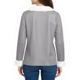 thumbnail image 6 of Long Sleeve Pullover Christmas Tops Womens Loose Long Sleeve V Neck Fur Trim Sweater Tops Gray XL, 6 of 7