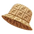 thumbnail image 2 of Fendi FF Motif Woven Metallic Gold and Natural Raffia Crochet Bucket Hat, 2 of 5