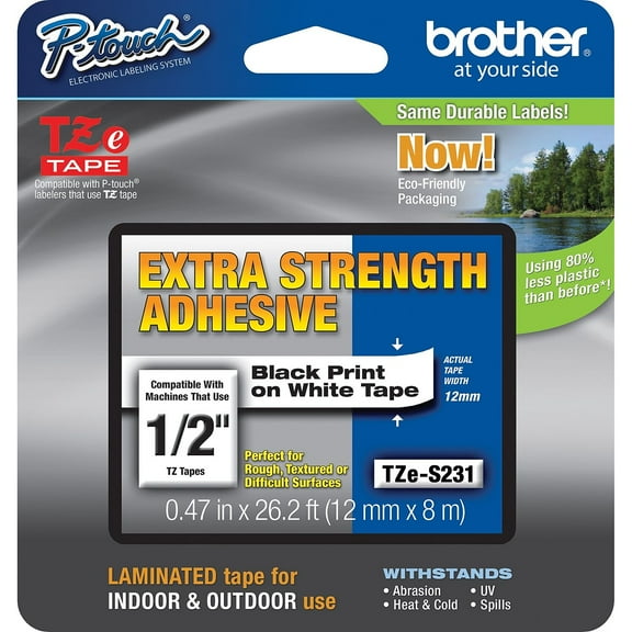 Brother TZ-ES231CS Label Maker Tape 0.47"W Black On White 917893