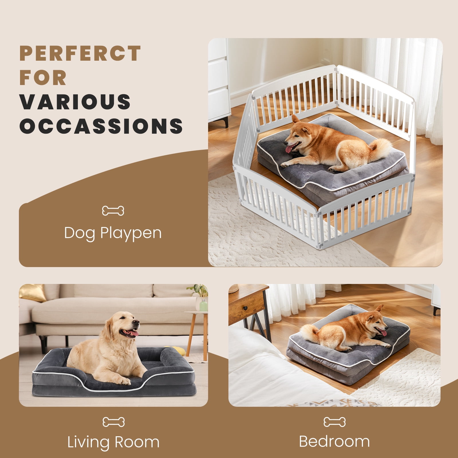 JOINSUN Extra Large Orthopedic Dog Bed, 42"x32" XL Sofa Bed with Egg Crate Foam Support, Machine Washable Cover, Gray