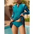 thumbnail image 5 of Sociala Printed Long Sleeve Swim Dress Zipper One Piece Rashguard Built-in Bra Swimsuit, 5 of 7