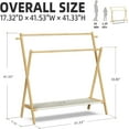 thumbnail image 2 of Kids Clothing Rack With Storage Shelf & Double Rods, Foldable Dress Up Clothes Rack for Toddler Nursery, Child's Room,  Natural Bamboo (Large Size), 2 of 8