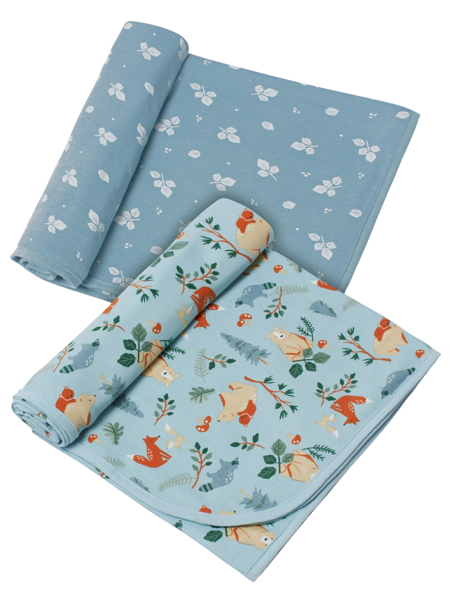 Modern Moments by Gerber Baby Boy XL Ultra Soft & Stretchy Swaddle Blankets, 2-Pack, Woodland Blue