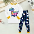 thumbnail image 2 of Hessimy Toddler Boys Girls Spring Summer Cute Print 2Pcs Short Sleeve Tops Pants Soft Sleepwear Pjs Casual Set, Short Sleeve Pjs, 2M-12Y(Yellow,5-6 Years), 2 of 5