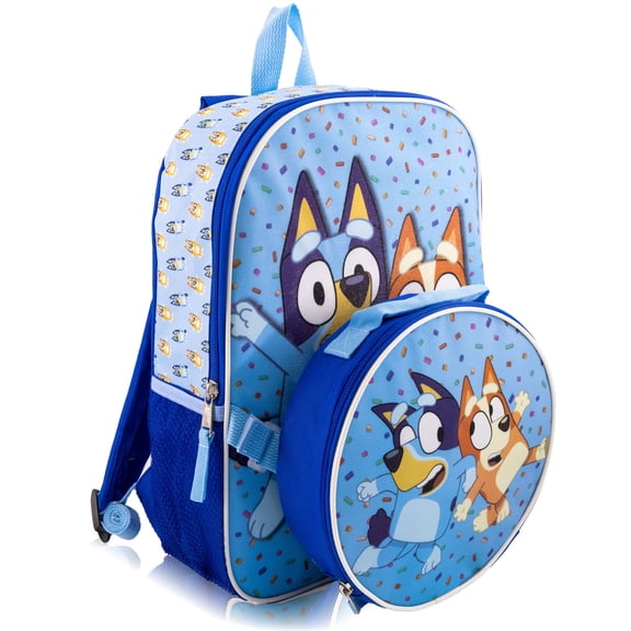 Fast Forward Bluey Backpack with Lunch Box for Kids | Insulated Lunch Bag for Boys, Girls, Toddlers | 14" Backpack for School and Reusable Lunchbox
