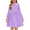 Lavender, variant on Arshiner Girls Long Sleeve Dress Fall Winter Ruffle Peter Pan Collar Front Button Casual Cotton Dresses