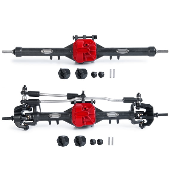 RCLIONS 1Set Aluminium Alloy Front Rear Axle Straight Complete Axles for 1/10 RC Rock Crawler Car Axial SCX10 II 90046 90047 90059 90060