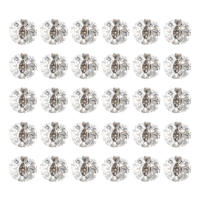 Miangastore Loose Spacer Beads Silver-Colored Crystal Rhinestone 30Pcs 0.3X0.3X0.3In