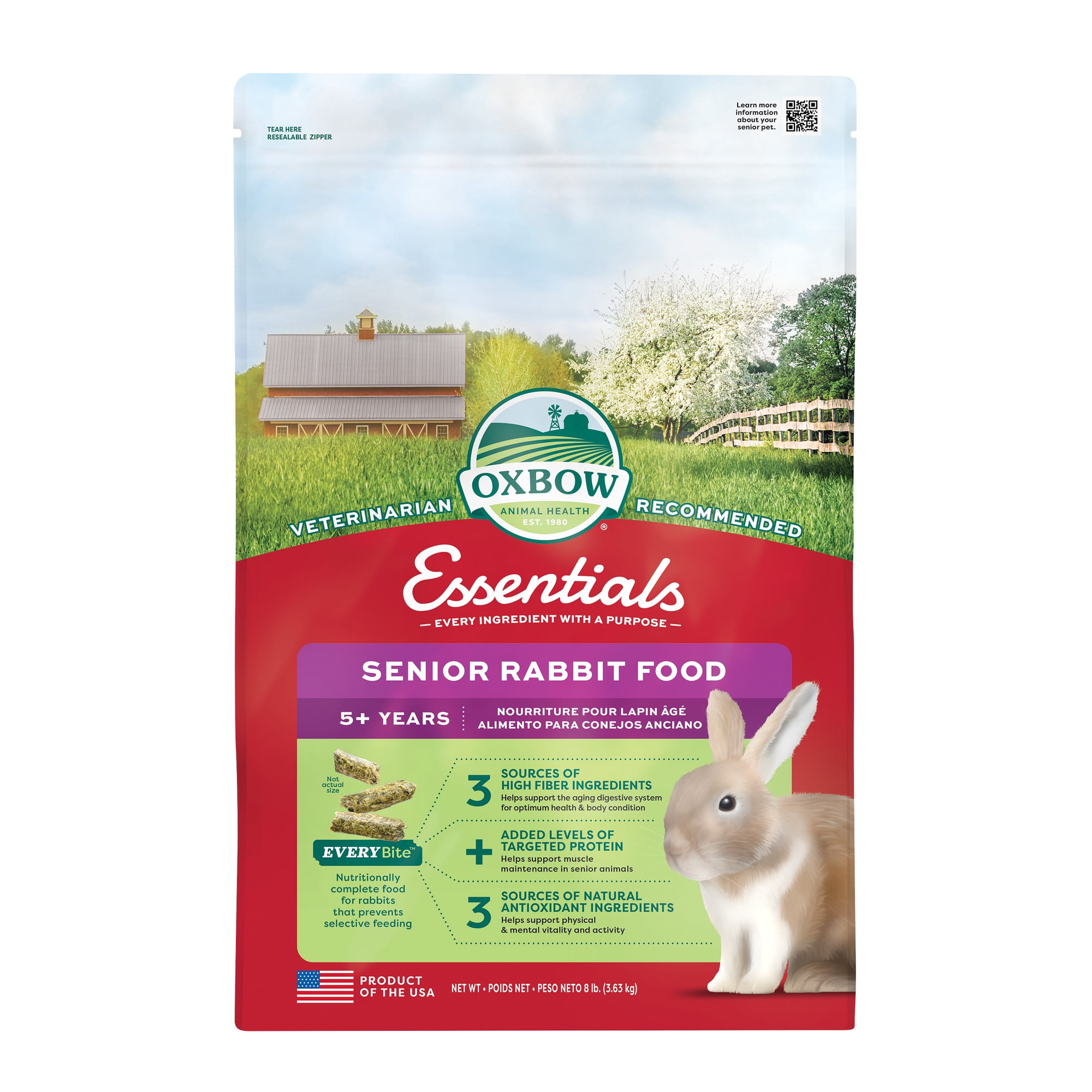 Oxbow Animal Health Essentials Senior Rabbit Food - Dry Pellet - 8lbs