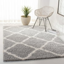 Parma Lyssa Geometric Shag Area Rug by Chateau Lyon, Grey/Cream, 5'3" x 7'6"