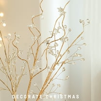 Christmas Artificial Glitter Picks Faux Crystal Berry Stem Ornaments Christmas Tree Glittery Twig Bead Stick Branches for Holiday Wedding Vase Decor