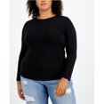 thumbnail image 1 of Aveto Womens Solid Basic T-Shirt, black, Plus Size, 2X, 1 of 1