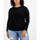 thumbnail image 1 of Aveto Womens Solid Basic T-Shirt, black, Plus Size, 2X, 1 of 1