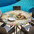 thumbnail image 6 of Easter Bunny Round Tablecloth, Fitted Table Cover with Elastic for 55"-60" Round Tables, Spring Floral Blossom Easter Eggs Burlap Table Cloth Outdoor Indoor Dinning Party Waterproof Tablecloths, 6 of 7