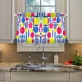 thumbnail image 2 of Yayeee Kitchen Curtains Tier Pair Light Filtering 27"x24" Rod Pocket Short Cafe Window Panel, Red Retro Shapes, 2 of 7