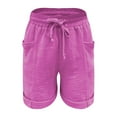 thumbnail image 5 of larppty Women Shorts for Seniors Summer Casual High Waisted Drawstring Wide Leg Womens Gauze Short Shorts（Hot Pink， M）, 5 of 8
