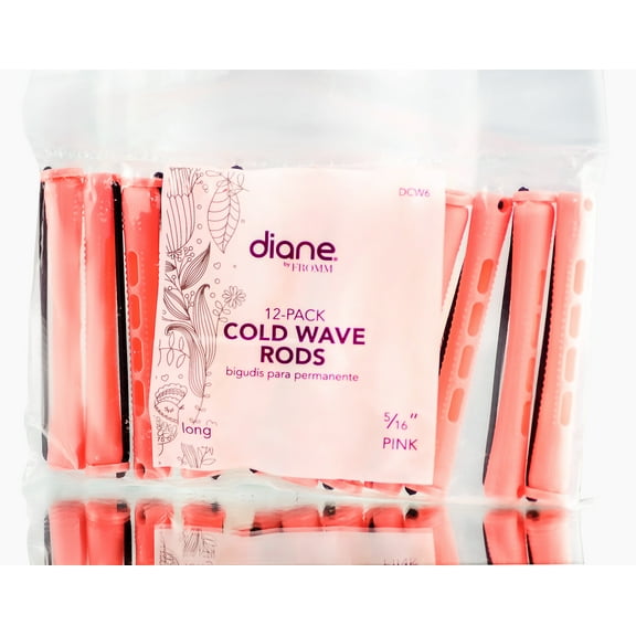 5/16" (DCW6) , Diane 12 PC Pink Cold Wave Rods , Hair Scalp - Pack of 3 w/ SLEEKSHOP Teasing Comb
