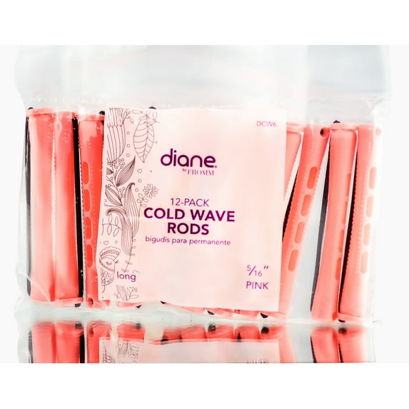 5/16" (DCW6) , Diane 12 PC Pink Cold Wave Rods , Hair Scalp - Pack of 2 w/ SLEEKSHOP Teasing Comb