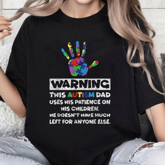 100% Cotton Unisex Father Son Daughter Autistic Kids Autism Awareness Papa Dad T-Shirt