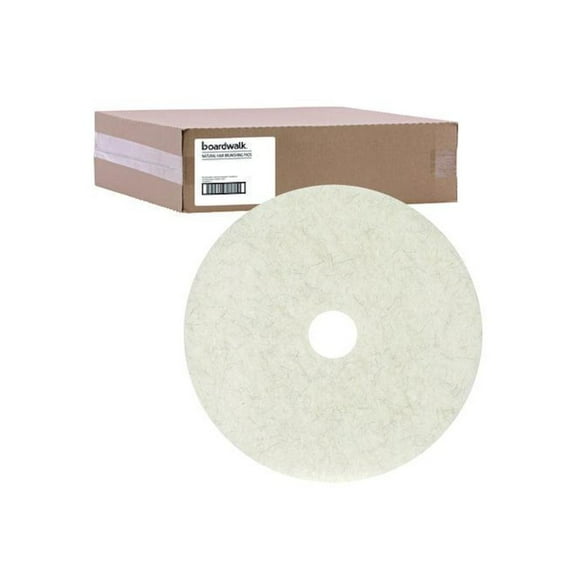 Boardwalk Natural Burnishing Floor Pads, 24" Diameter, White, 5/Carton