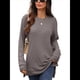 thumbnail image 3 of Camiseta Holgada de Larga con Cuello Redondo y Estampado Geométrico de Jacquard para Mujer, Ropa de Invierno 2025 Café XL, 3 of 10