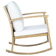 thumbnail image 4 of Safavieh Daire Pat Collection Adult Contemporary Solid Print Wicker And Steel Outdoor Patio Nursing Weather-Resistant Rocking Chairs with Removable Cushions, Natural/White (Set of 1), 4 of 11