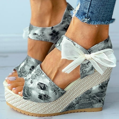 

Tangnade women shoes Women s Ladies Platform Wedges Sandals Fashion Flower Lace-up Shoes Footwear Black 37