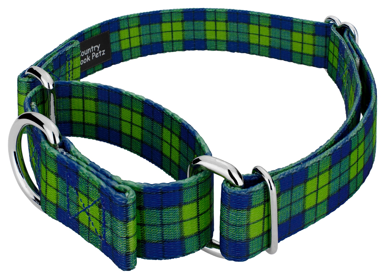 Country Brook Petz® Blue and Green Plaid Martingale Dog Collar and Leash, Extra Small