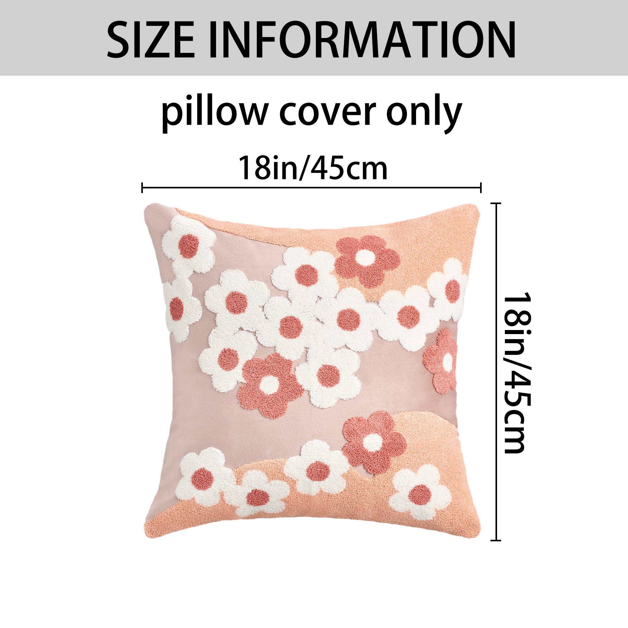 Unique Bargains Pack of 2 Velvet Embroidery Floral Throw Pillow Covers 18" x 18" Pink
