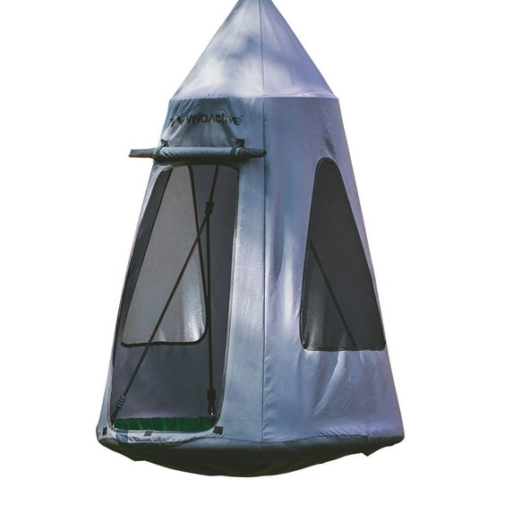 Open Box gobaplay Hanging Tent for Round Platform Swing with Removeable Cover, Grey