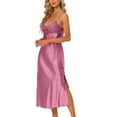 thumbnail image 4 of Unique Bargains Women's Satin Pajama V Neck Sexy Nightdress Soft Midi Lounge Dress, 4 of 5