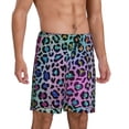 thumbnail image 2 of Tideii Rainbow Animal Skin Print Men's Short Pajama Pants, Elastic Pocket Summer Pajama Pants Sleepwear, Lounge Pants-XX-Large, 2 of 6