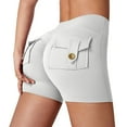 thumbnail image 2 of White Yoga Pants Women Scrunch Workout Shorts with Pockets Charm Gym Biker Shorts for Women High Waisted Yoga Booty Shorts Sweatpants Womens Fashion, 2 of 6