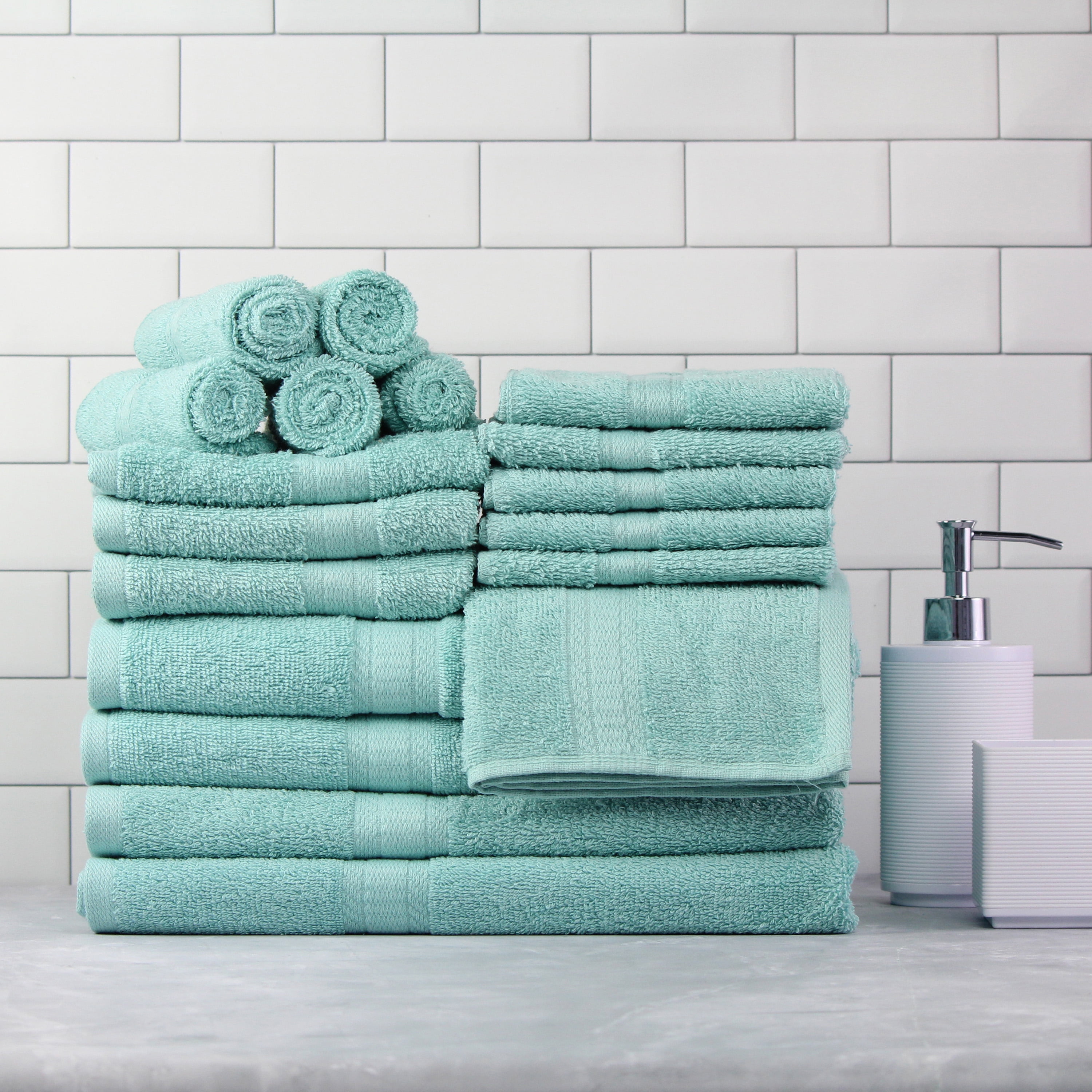 7//14pc 100/% Cotton Light Weight Bath Towels Bulk Towel Sets Face Hand Towel