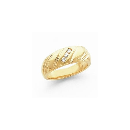 14k Goldmans Wedding Band - 14k Yellow Gold Diamond Mens Wedding Ring Band Size 10.00 Man Bridal