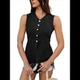 thumbnail image 3 of Chaleco de Traje de Verano para Mujer, Informal, Sin Mangas, con Botones y Cuello en V, Color Negro, Talla M, 3 of 10