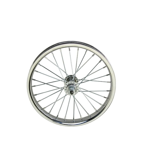 Bike 14 X 32mm Steel Front Wheel 28 Spoke 14G Chrome 3/8 Axle Single Wall Chrome.