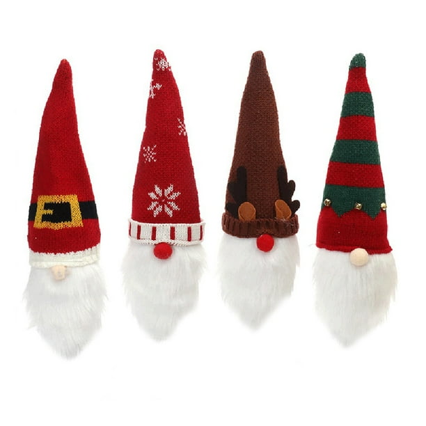 GOOHOCHY - Juego de 4 fundas para botellas de vino con forma de gnomo - Decoración navideña para botellas de licor