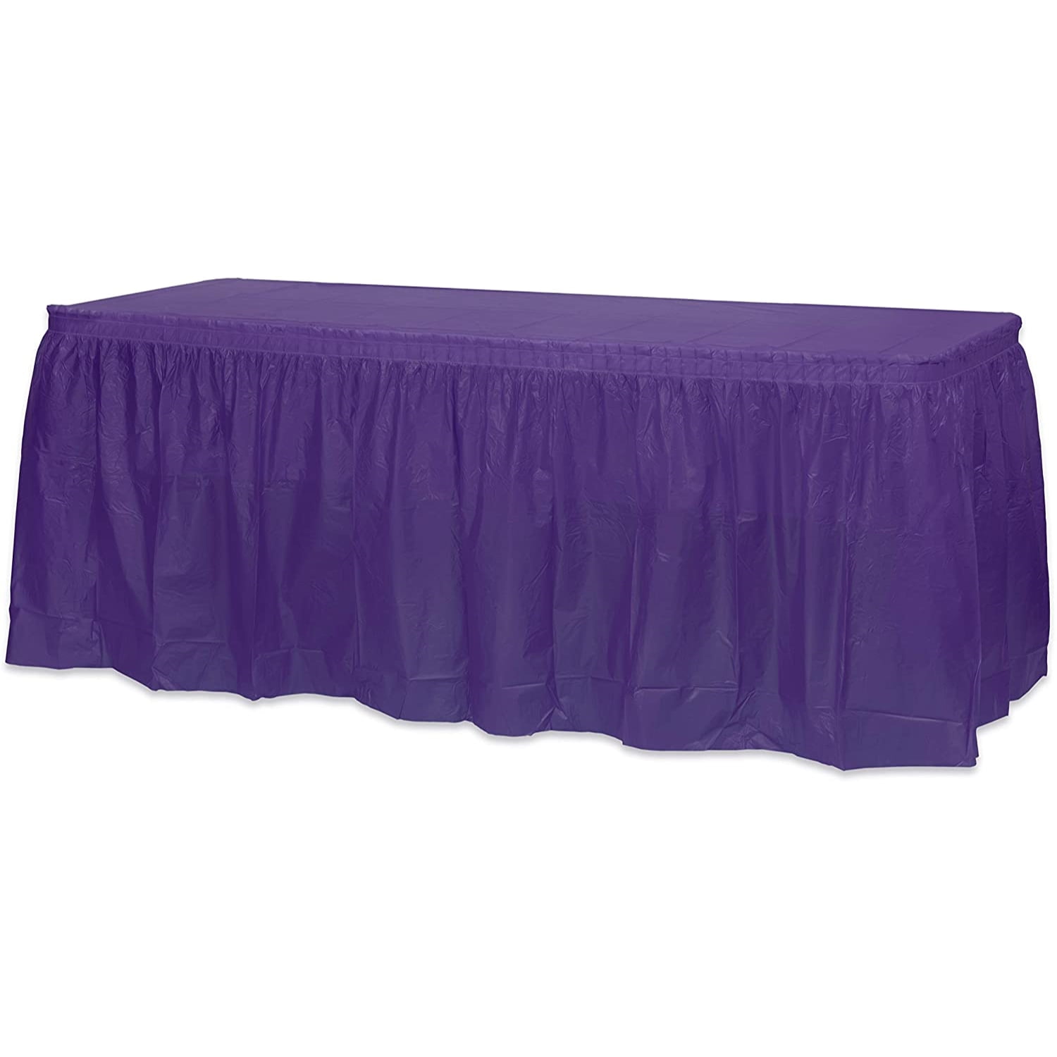 PUZINE Metal foil edge table skirt purple 3 feet *8 feet metal foil party table skirt 108 x 30 wire background party wedding dress table skirt blue