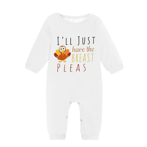 MHZLDYZ Baby Boy Clothes Infant Boy And Girl Romper Long Sleeved Round Neck Letter Printing Thanksgiving Jumpsuit Bodysuit Baby Outfit Baby Boy Onesies 0-3 Months (White,24M)