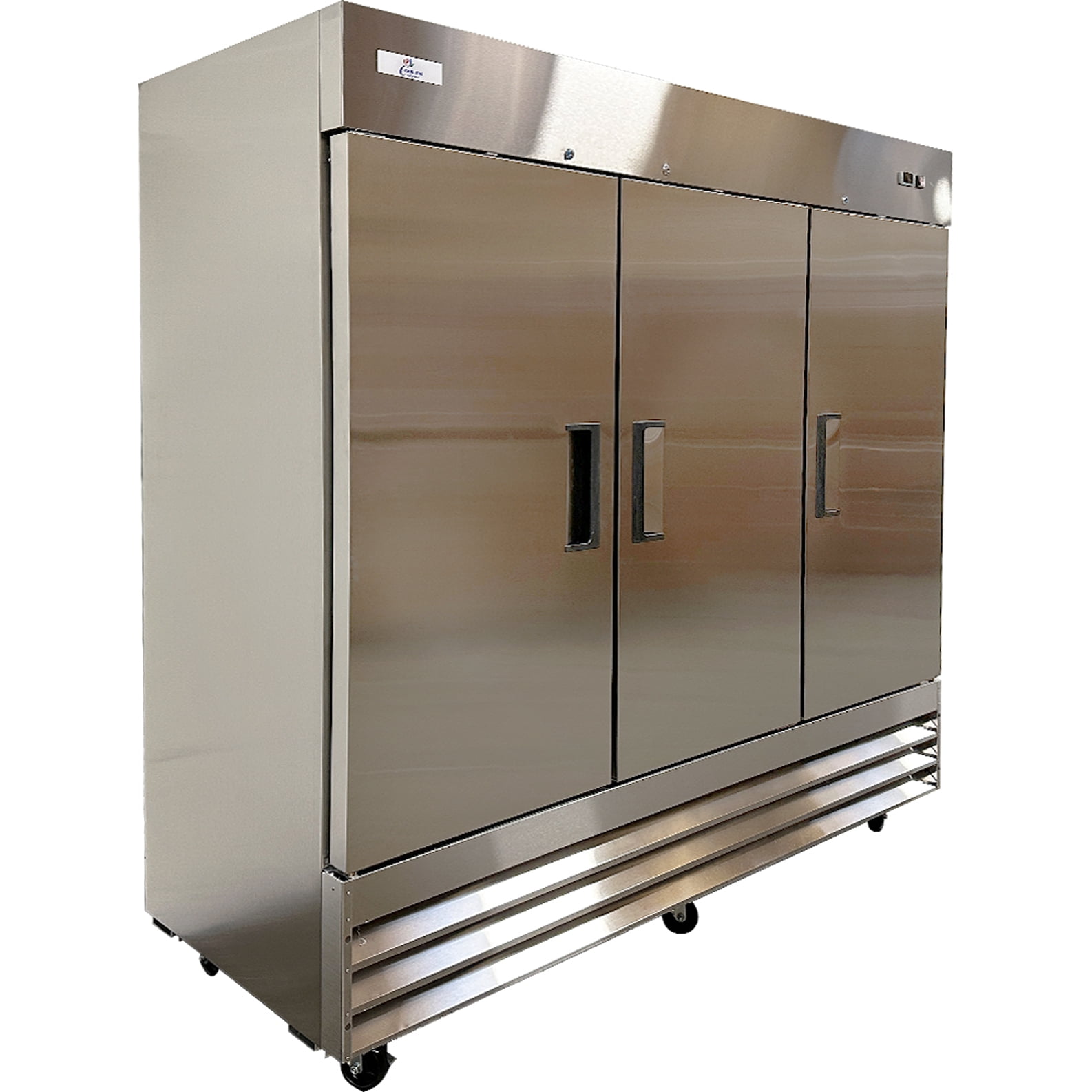 80.5” NSF Stainless Steel 3-Door Reach-In Commercial Freezer | 72 Cu. Ft | Bottom-Mount Compressor | R290 Eco Refrigerant | ETL & NSF Certified